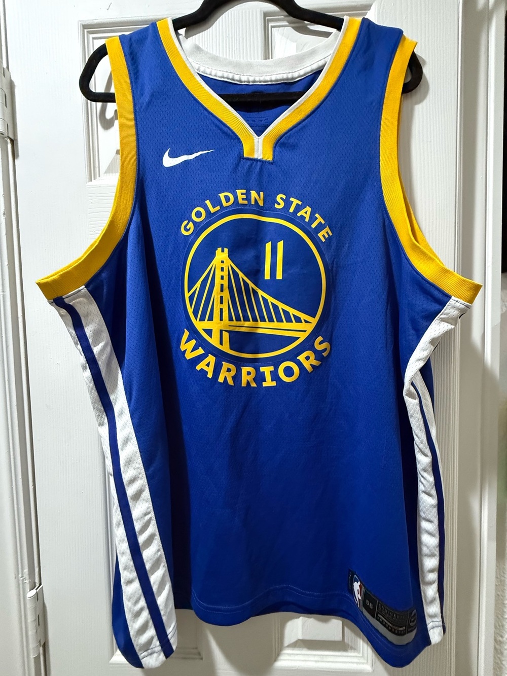 Nike Warriors Royal Blue and Yellow Team Basketball Jersey